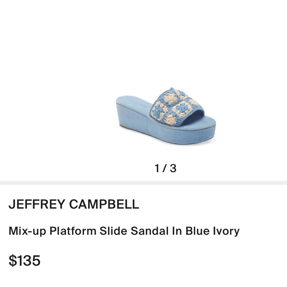 Jeffrey Campbell Mix-Up Platform Slide Blue Crochet Sandal - Size 9
